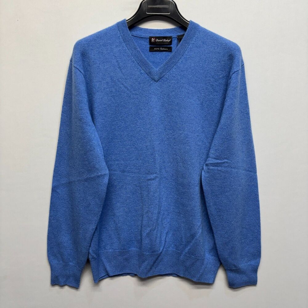 Daniel Bishop Men 100% Cashmere Sweater Size Medium Blue V-Neck D118 -29